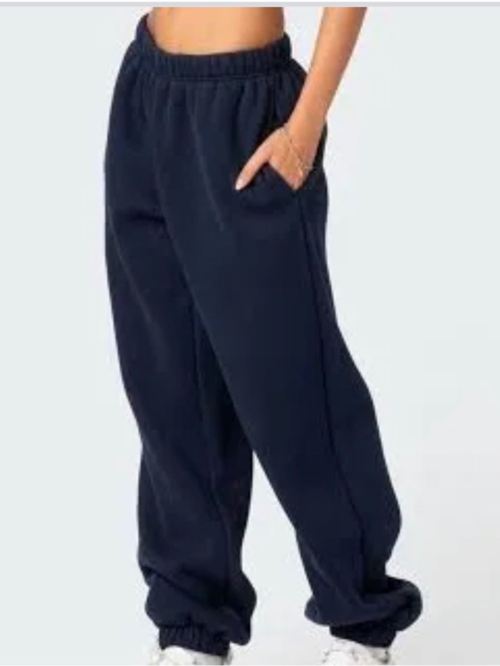 Edikted Navy Blue Track Joggers